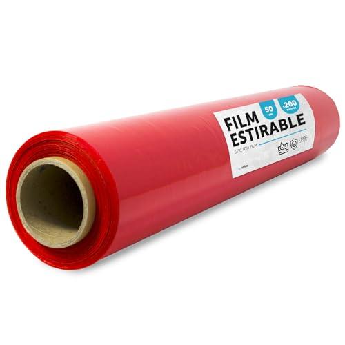 Pellicola rossa per imballaggio, plastica coperta, pellicola rossa per imballaggio di scatole di traslochi, proteggere mobili e spedizioni, dimensioni 50 cm x 200 m estensibile · m-office