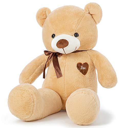YunNasi Orso Peluche Gigante Orsacchiotto Peluche Grande Pupazzo Giganti Regalo per Bambini e Fidanzate XL 100cm Marrone Chiaro