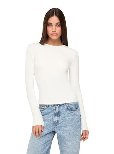 TERRANOVA T-Shirt Donna Manica Lunga Basic Tinta Unita, Girocollo, vestibilità Regular – Top Casual – Bianco Lana – XS