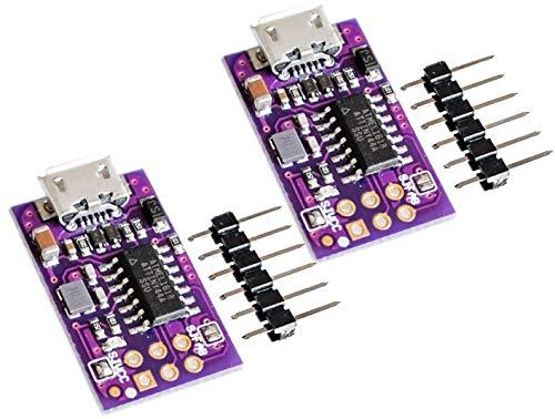 TECNOIOT 2pcs Tiny AVR ISP ATtiny44 ATTiny45 ATTiny85 USBTinyISP Programmer 5V Micro USB