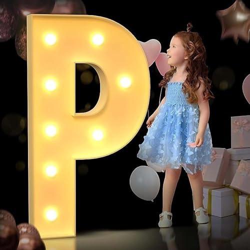 AAIRRA Decorazioni for Matrimoni Marquee Illuminano Lettere E Numeri Lettere Grandi for Tendoni Luci A LED Light Up Lettere Decorazione for Feste di Compleanno Decorazioni Pub Fidanzamento,P,120CM