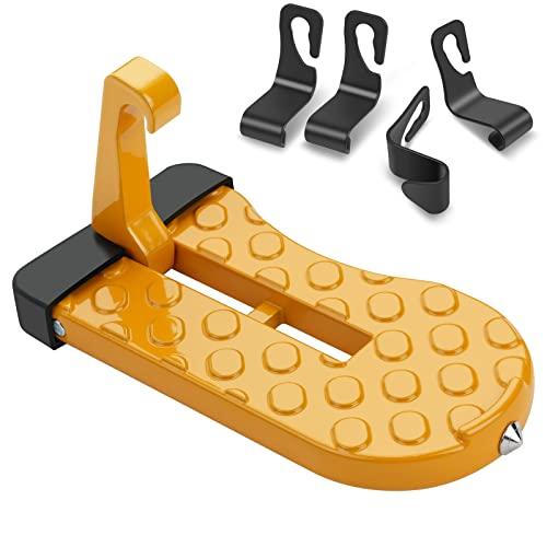 URAQT Gradino per Portiera Auto, Gradino per Portiera Auto Universale con 4pcs Gancio, Pieghevole Gradino per Portiera Auto Antiscivolo, Facile da Trasportare e Installare Accessori per Auto (Arancia)
