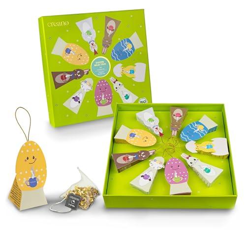 Creano Set Regalo Tisane Biologiche “Simpatiche Figure Pasquali” – 9 Bustine di Tè Piramidali in 9 Gusti Diversi (22,5g) – NUOVO 2025*