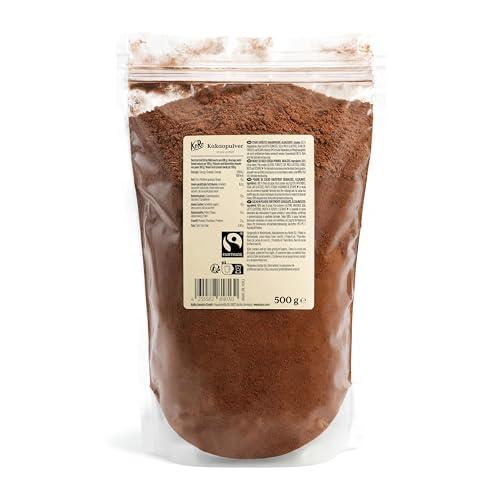 KoRo - Cacao in polvere fortemente sgrassato Fairtrade 500 g - 100% fave di cacao - Senza zuccheri aggiunti* - Ideale per la pasticceria e per la cioccolata calda