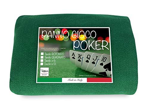 Tex family Copritavolo da Gioco in Feltro Verde con Elastico – Poker, Carte, Tavoli da 4 a 12 Posti – Rettangolare, Quadrato o Rotondo – 100% Poliestere, Made in Italy - Cm. 140x220 da 12 POSTI