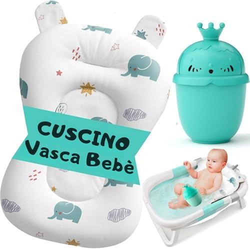 BABYBEBLOO Cuscino per vasca da bagno + brocca da bagno - Adattatore vasca da universale - riduttore - cuscino per - materassino per bambini, amaca da (Bianco)
