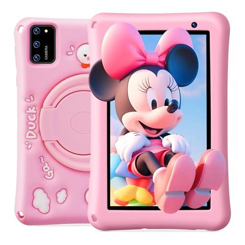 BISAIKASOW Tablet Bambini 7 Pollici, Android 13, 8 GB RAM 64 GB ROM, Tablet Touch Octa-Core, Fotocamera HD 5 MP + 8 MP, Controllo Parentale, Custodia in Silicone Antishock per Bambini (Rosa)