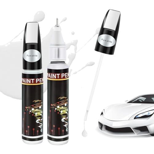 2 Pezzi Penna Ritocco Carrozzeria Bianco 24ml, 2 in 1 Rimuovi Graffi Auto, Penna per Ritocco Auto, Penna per Riparazione Graffi Auto, Soluzione Veloce per Graffi Auto, Pennarello Copri Graffi Auto