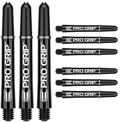 TARGET Darts Aste PRO Grip – Set di 9 | Nero, Corto (34 mm) | Steli per Freccette, Accessori Professionali per Freccette, Confezione Multipla 2BA con Anelli