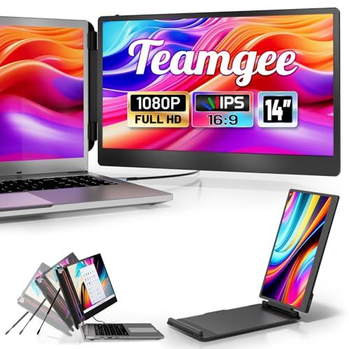 Teamgee Monitor Portatile - Secondo Schermo Full HD da 14'' per Laptop - Estensore dello Schermo del Laptop per Mac Windows Chrome da 13,3'' a 17'' - USB-C e HDMI