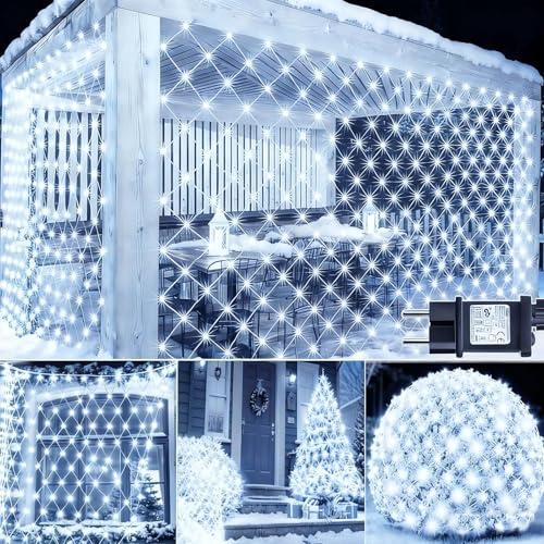 Dekofun Rete Luminosa Natale Esterno 3x2M 200 LED Rete Luci con Spina, Timer, 8 Modalità Luci Albero di Natale Impermeabile Tenda Luminosa per Balcone Giardino Terrazza - Bianco Freddo