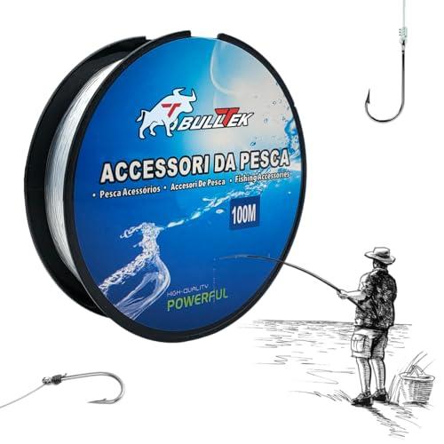 Lenza da Pesca in Nylon - 100 M - 0,2 mm – 3,3 KG - Monofilo, Bobina di Filo da Pesca, Resistente agli Strappi, trasparente, per Pescatori di Mare, Fiume, Lago