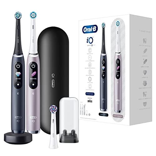 Oral-B iO Series 9 - Spazzolino elettrico per spazzolino elettrico, confezione doppia e 3 testine di ricambio, 7 modalità di pulizia, tecnologia magnetica e analisi 3D, display a colori, custodia di