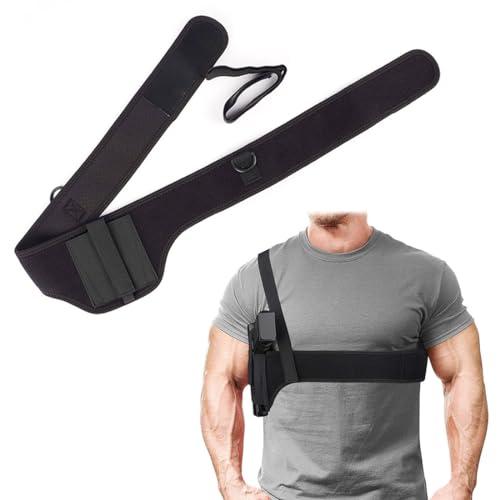 NHPY 1 Pezzi Fondina Ascellare Universale, Fondina Pistola Nascosta, Porta Pistola Ascellare, Cinturino Regolabile con Due Tasche per Caricatori, per Caccia,Tiro A Segno,Softair,Giochi Militari(45IN)