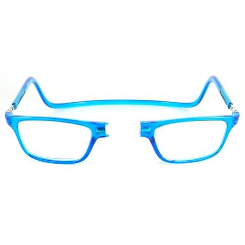 NEW VISION Occhiali da Lettura Uomo e Donna Con Calamita, Calamitati da Collo, Certificazione CE, UV400, NV2904 (Blu, 1.5 Diottrie)