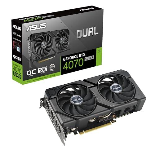 ASUS DUAL NVIDIA GeForce RTX 4070 SUPER EVO OC Edition Scheda Grafica, 12 GB GDDR6X, 192-bit 21 Gbps, PCIE 4.0, GPU Tweak III, Nero, DUAL-RTX4070S-O12G-EVO