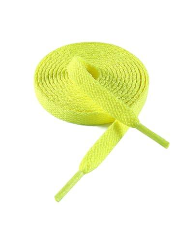 VSUDO 90 cm Lacci per Scarpe Giallo Neon Piatti da Ginnastica, Lacci Sneakers Giallo Neon Larghi 8mm, Stringhe Scarpe da Ginnastica, Lacci per Scarpe Sportive di Ricambio (1 Paio-Giallo Neon-090cm)