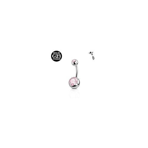 Titanio FunZing Anelli ombelico Piercing Argento mm 6-16mm Barre Lunghezza Ombelico Solidi 14G Donna 1 Pezzo Rosa Blu CZ
