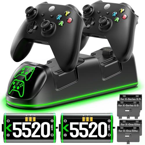 OIVO per Xbox Caricatore con 2x5520mWh Batterie per Xbox Series/One X/S/Elite Controller, Base di Ricarica Controller per X box con 2 Batterie Ricaricabili e 4 Coperchi per Batterie
