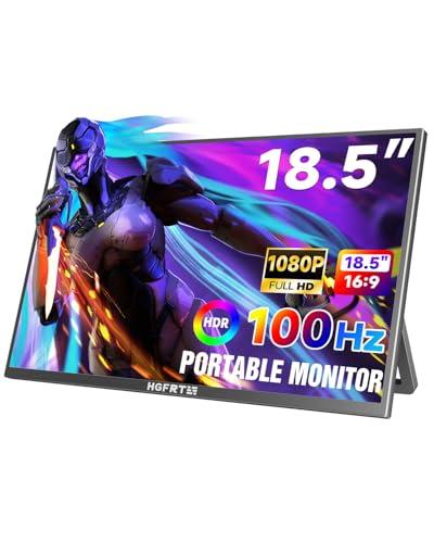 HGFRTEE Monitor portatile 18,5 Pollici, 1080P HDR Schermo Portatile IPS Antiriflesso, 100Hz, sRGB 100% USB-C, mini HDMI, Supporto Regolabile, VESA, Doppio Altoparlante per PC, Mac, Xbox, PS4/5