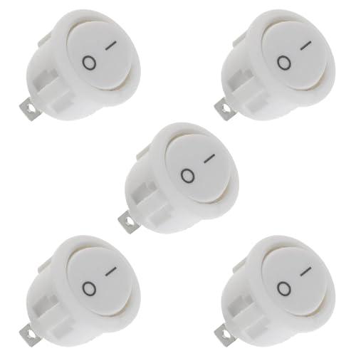 HUAREW Interruttore a bilanciere ON/OFF KCD1 Mini interruttore a levetta rotondo SPST 2Pin a scatto con fili precablati AC 6A/250V 10A/125V, per auto Barca (5 pezzi)