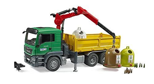 bruder 03753 - Autogru MAN TGS con 3 contenitori e bottiglie di vetro usati