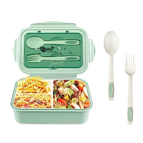 Relota porta pranzo con 3 Scomparti 1400ml, lunch box Adatto a Microonde e Lavastoviglie, portavivande per Adulti Bambini Lavoro Scolastico, Verde