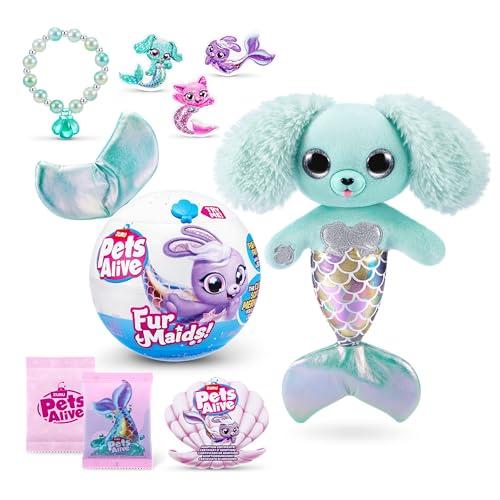 Pets Alive Furmaids di ZURU Sirena di peluche con luci interattive per bambine(Cucciolo Verde)
