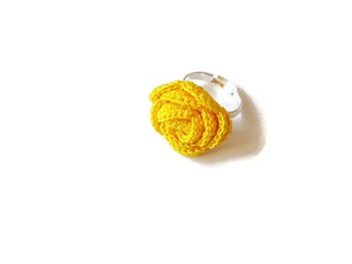 Anello giallo rose gioielli uncinetto fatto a mano fiore regalo per lei ragazze natura