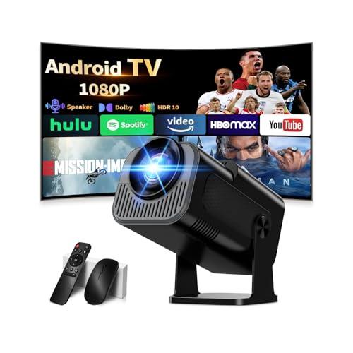 [App integrata] Proiettore Portatile 1080P 4K con WiFi 6 Bluetooth 5.2, Mini Proiettore Portatile Android Supporta Rotativo a 270°, Auto Keystone, TV Stick/USB/HDMI/PC con Cavo HDMI & Mouse, Nero