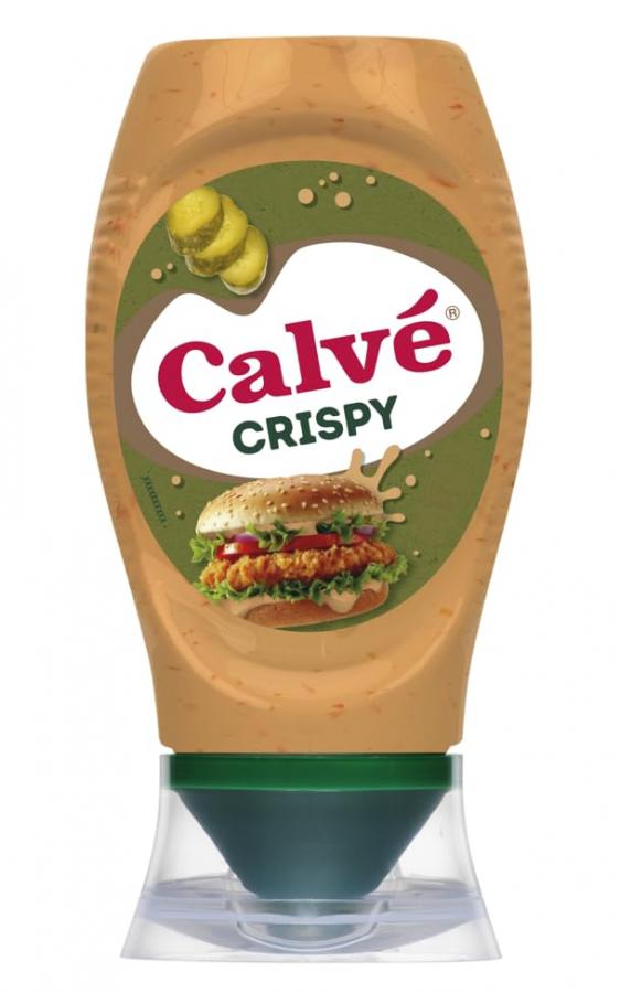 Calvé Salsa Crispy, Formato 250 ml Top Down, Salsa con Cetriolini e Cipolla Ispirata ai Fast Food, Gusto Intenso e Cremoso per Burger, Sandwich, Nuggets e Snack Salati