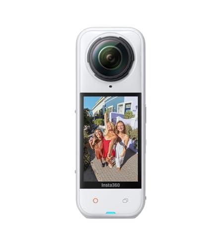 Insta360 X5 - Action Camera impermeabile 8K a 360° con obiettivo sostituibile e design con triplo chip AI (bianco satinato)