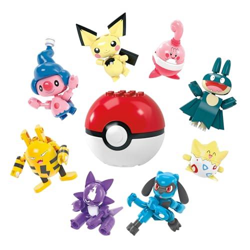 MEGA Pokémon action figure giocattoli da costruzione, Set Allenatore da 8 con 189 pezzi, Togepi Pichu Happiny Munchlax Riolu Toxel Elekid e Mime Jr, regalo per bambini, HKT24