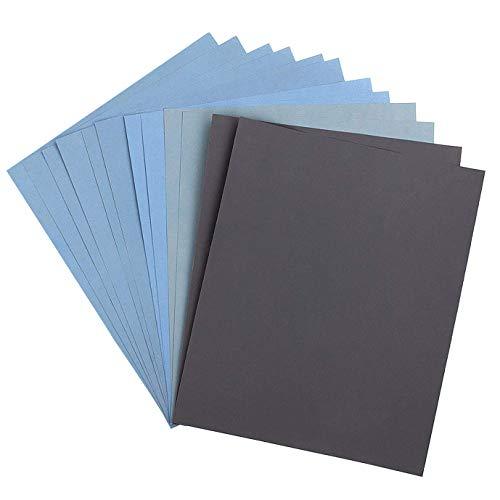Hbsite Carta Vetrata 1000/1500/2000/3000/4000/5000 Carta Abrasiva Secca a Grana Secca per Legno, 9 x 11 pollici, Levigatura di Metallo e Lucidatura Automobilistica