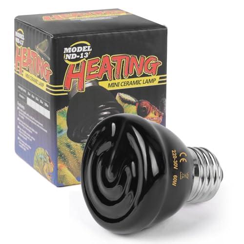 Adiwo 60W Lampadina Riscaldante in Ceramica, E27 Rettile Lampada a Infrarossi Riscaldante, Lampada Rettile, per Anfibi e Rettili Tartaruga, Uccelli, Lucertola, Serpente