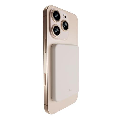 Puro Slim Power Mag Power Bank 4200mAh, Compatibile MagSafe, Ultra Sottile 1cm, Ricarica Wireless, Porta Type-C, per iPhone 12 e successivi, Beige