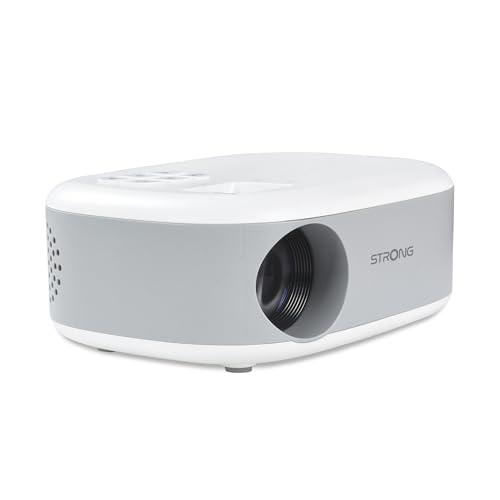 STRONG - Mini proiettore N1 - Risoluzione HD 720p compatibile Full HD 1080p - 120 ANSI Lumens - Distanza di proiezione da 0,9 a 6,2 m - Connettività HDMI/USB/AV + Uscita audio - Bianco