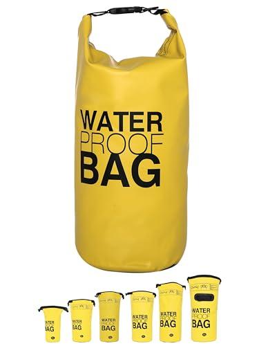 DonDon Dry Bag Borsa Impermeabile da 2l, 5l, 10l, 15l, 20l, 30l con Tracolla - Giallo 2 Litri