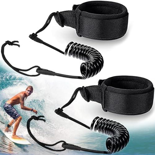 XSHAO® 2 Pezzi Leash Surf, Regolabile Laccio di Sicurezza da Surf 5,5 mm da 10 Piedi con Chiusura in Velcro Cinturino Piedi per Stand-up Paddle Board Tavola da Surf - Nero
