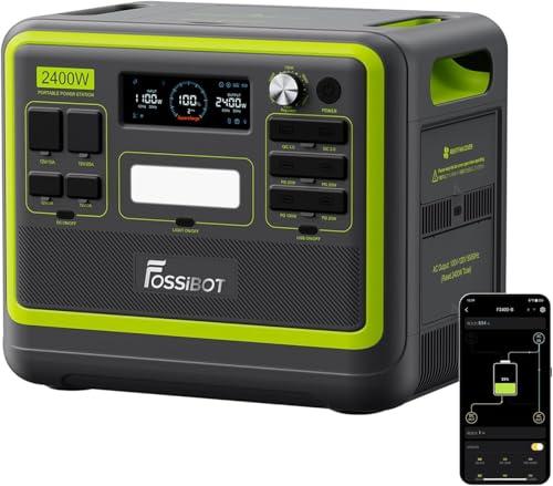 FOSSiBOT F2400 Generatore Elettrico Solare Portatile 2400W, 2048Wh LiFePO4 Batteria di Soccorso con 3 Uscite AC 2400W (4800W Pic), Gruppo Elettrogeno Solare per Campeggio Car