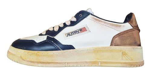 AUTRY Scarpe Sneakers in Pelle Super Vintage AVLM SV58 Bianco, Rame e Blu (Sistema Taglie Calzature EU, Adulto, Numero, Media, 44)