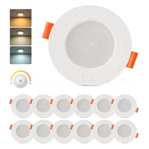 Sineyon Faretti da Incasso per Cartongesso Dimmerabile, Faretto LED Interno Luce Calda Luce Naturale Luce Fredda, 4W Faretti LED Soffitto Incasso Cartongesso Foro 65-80mm per Bagno Cucina, Set di 12