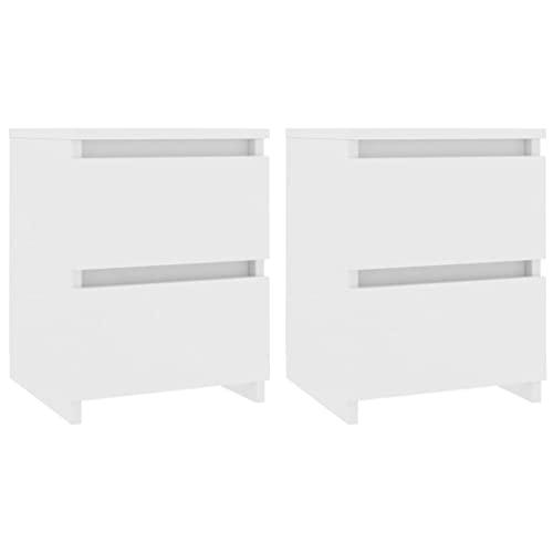 vidaXL 2X Comodini Moderni Eleganti Robusti con Cassetti Portaoggetti Armadietto Comò Cassettiera Versatile Bianco 30x30x40 cm in Multistrato