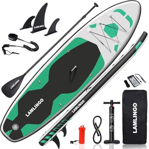 Rolimate Tavola da SUP 320×82×16cm SUP Gonfiabile, capacità di Carico di 200kg, Stand Up Paddle Board, ISUP Tavola da Surf con Pompa ad Aria, Pagaia Regolabile, Linea Sicurezza (Verde menta, 320 cm)