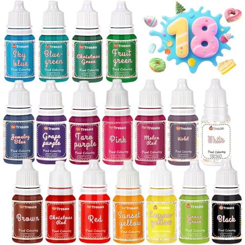 Coloranti Alimentari a 18 Colori x 10ML,Colorante Alimentare Vívido Concentrati Liquido per Decorare Torte,Cucinare,Glassa,Uova di Pasqua,Fondente,Biscotti,Dolci,Macaron,Slime,Insapore e Mestieri