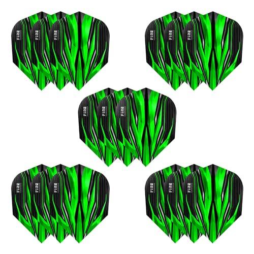 Harrows Freccette di Fuoco, 5 x Set di Alette per Freccette (15 Alette totali), 100 Micron, Extra Forti, realizzate nel Regno Unito, Accessori Professionali per Freccette I Green Dart Flights