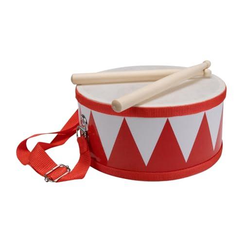 Tamburo per bambini rosso-bianco strumento musicale in legno con tracolla e bacchette D: 20 cm - 3845r
