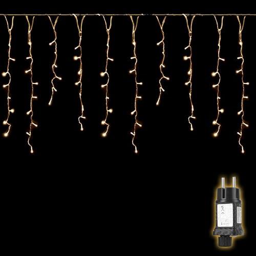 SALCAR Tenda Luminosa Esterna, 2M 80LED Luci Natale interni natalizi con 8 modalità di illuminazione, illuminazione natalizia esterna impermeabile per balcone padiglione, Bianco Freddo