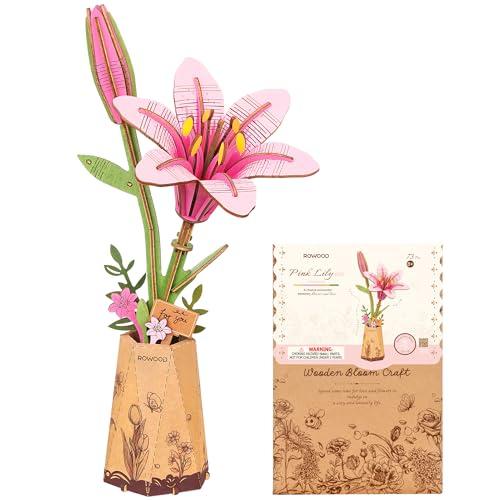 rowood Puzzle 3D Fai da te Fiore in Legno Kit Modellino di Fiori Artificiali Da Montare Per Adulti