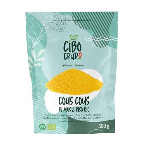 Cous Cous di Mais e Riso Biologico e Crudo - 500g. 70% Mais e 30% Riso. Cous Cous Naturalmente Senza Glutine. Ricco di Carboidrati e Fonte di Fibre. Versatile per Ricette Dolci o Salate.